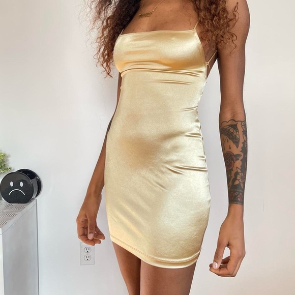 motel rocks gold dress | Dresses | Motelgold Satin Mini metysis bestseller